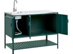 Mobile da cucina per esterni con lavello MAENZA Metallo Verde