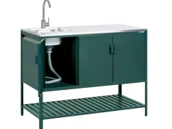Mobile da cucina per esterni con lavello MAENZA Metallo Verde