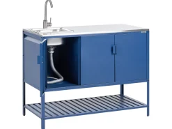 Mobile da cucina per esterni con lavello MAENZA Metallo Blu
