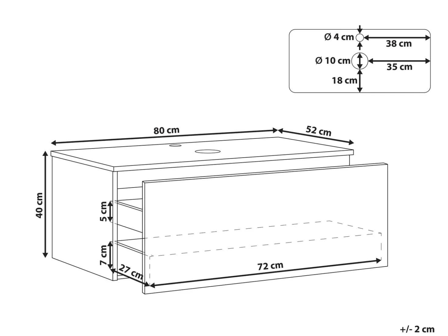 Mobile lavabo a parete ALZIRA 80 cm Bianco
