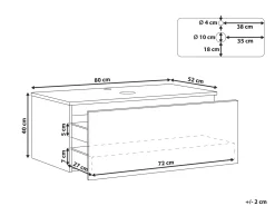 Mobile lavabo a parete ALZIRA 80 cm Nero