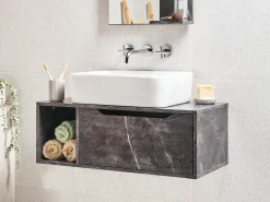 Mobile lavabo a parete CASCAVEL 80 cm Marmo nero