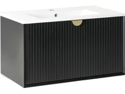 Mobile lavabo a parete con lavabo BONAIRE Nero