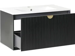 Mobile lavabo a parete con lavabo BONAIRE Nero