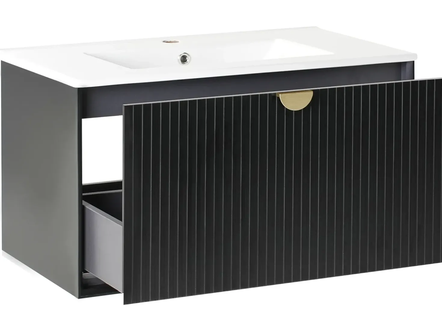 Mobile lavabo a parete con lavabo BONAIRE Nero
