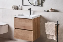 Mobile lavabo a parete con lavabo LAGOA Marrone chiaro