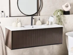 Mobile lavabo a parete con lavabo MADIDI Marrone