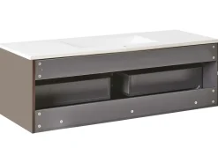 Mobile lavabo a parete con lavabo MADIDI Marrone