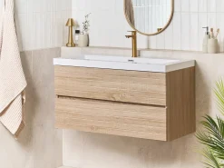 Mobile lavabo a parete con lavabo URUCU Marrone chiaro