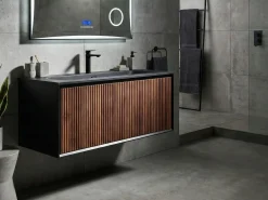 Mobile lavabo a parete con lavabo TITICACA Marrone scuro
