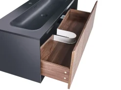 Mobile lavabo a parete con lavabo TITICACA Marrone scuro