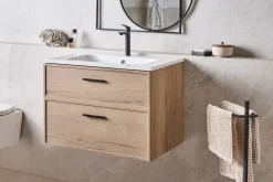 Mobile lavabo a parete con lavabo YELCHO Marrone chiaro