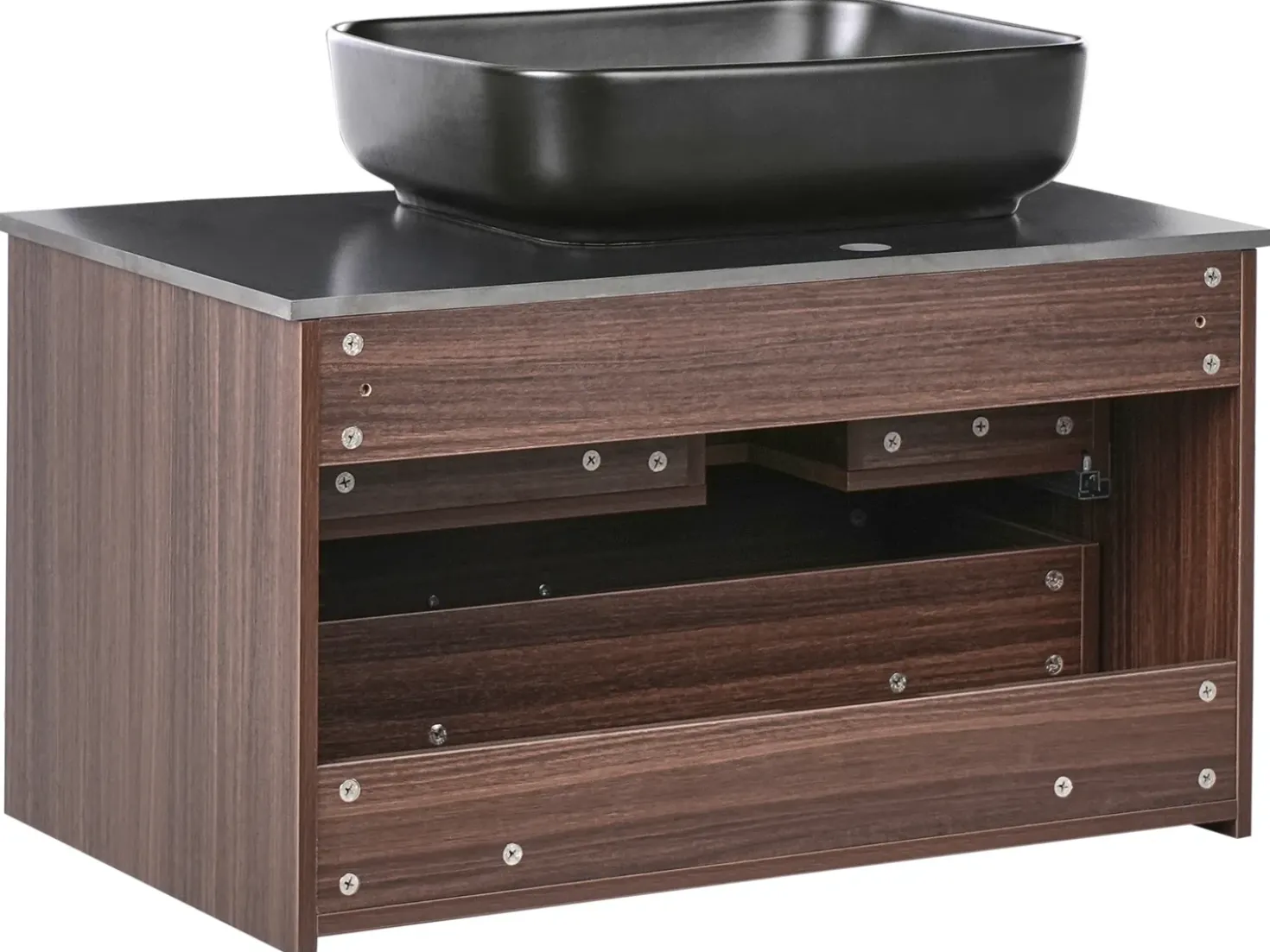 Mobile lavabo a parete con lavabo ARICA Marrone scuro
