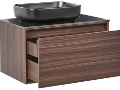 Mobile lavabo a parete con lavabo ARICA Marrone scuro