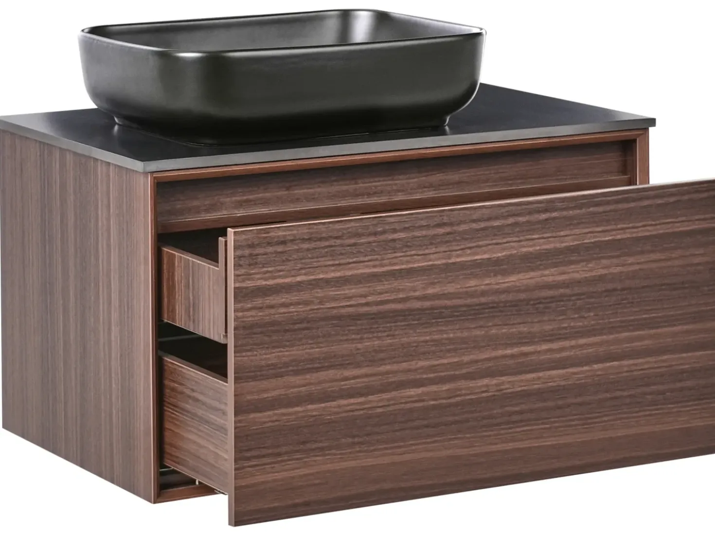 Mobile lavabo a parete con lavabo ARICA Marrone scuro