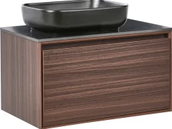 Mobile lavabo a parete con lavabo ARICA Marrone scuro