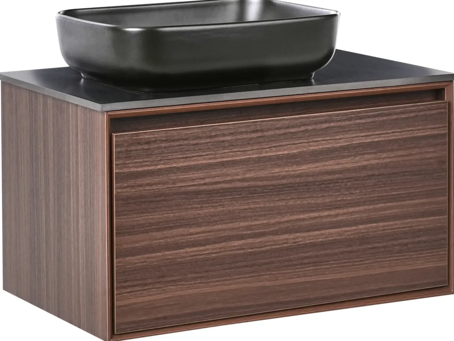 Mobile lavabo a parete con lavabo ARICA Marrone scuro