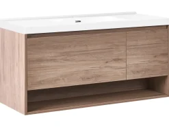 Mobile lavabo a parete con lavabo UMAYO Marrone chiaro