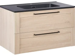 Mobile lavabo a parete con lavabo TARIJA Marrone chiaro