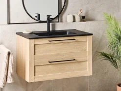 Mobile lavabo a parete con lavabo TARIJA Marrone chiaro