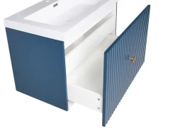 Mobile lavabo a parete con lavabo con impugnatura dorata LAGO Blu scuro