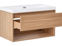 Mobile lavabo a parete con lavabo BERBICE Marrone chiaro