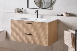 Mobile lavabo a parete con lavabo ARAPA Marrone chiaro