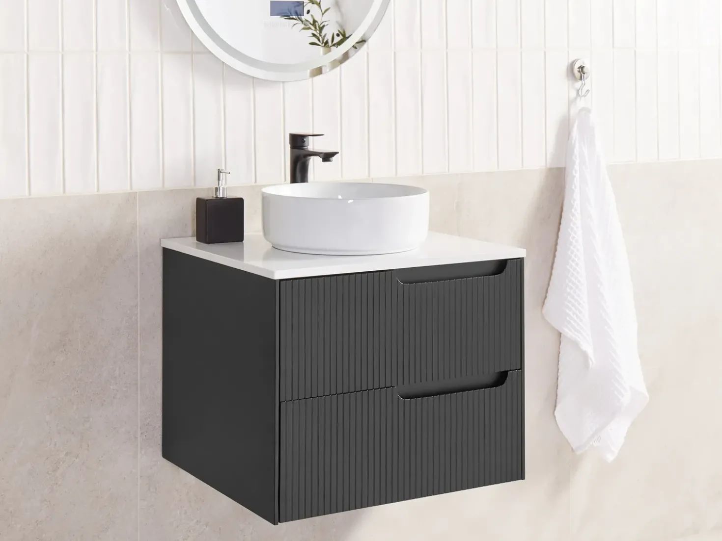 Mobile lavabo a parete QUINTELA 60 cm Nero