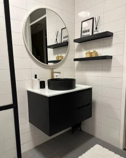 Mobile lavabo a parete QUINTELA 80 cm Nero