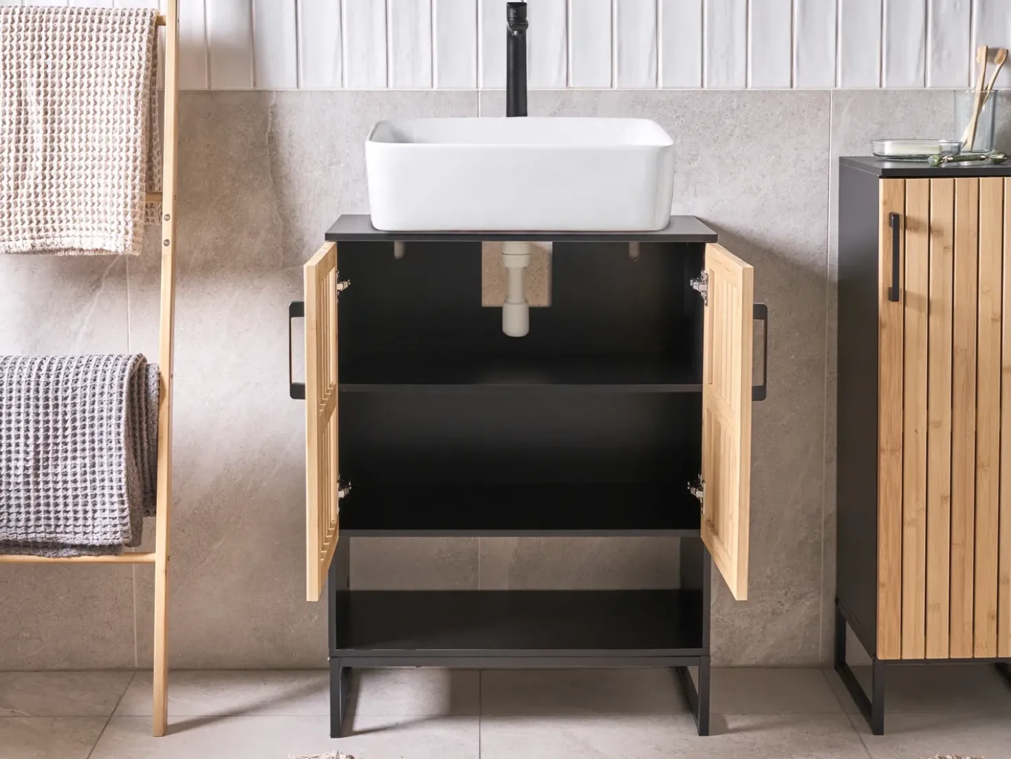 Mobile lavabo MISCANTI Bambù 60 cm Marrone chiaro