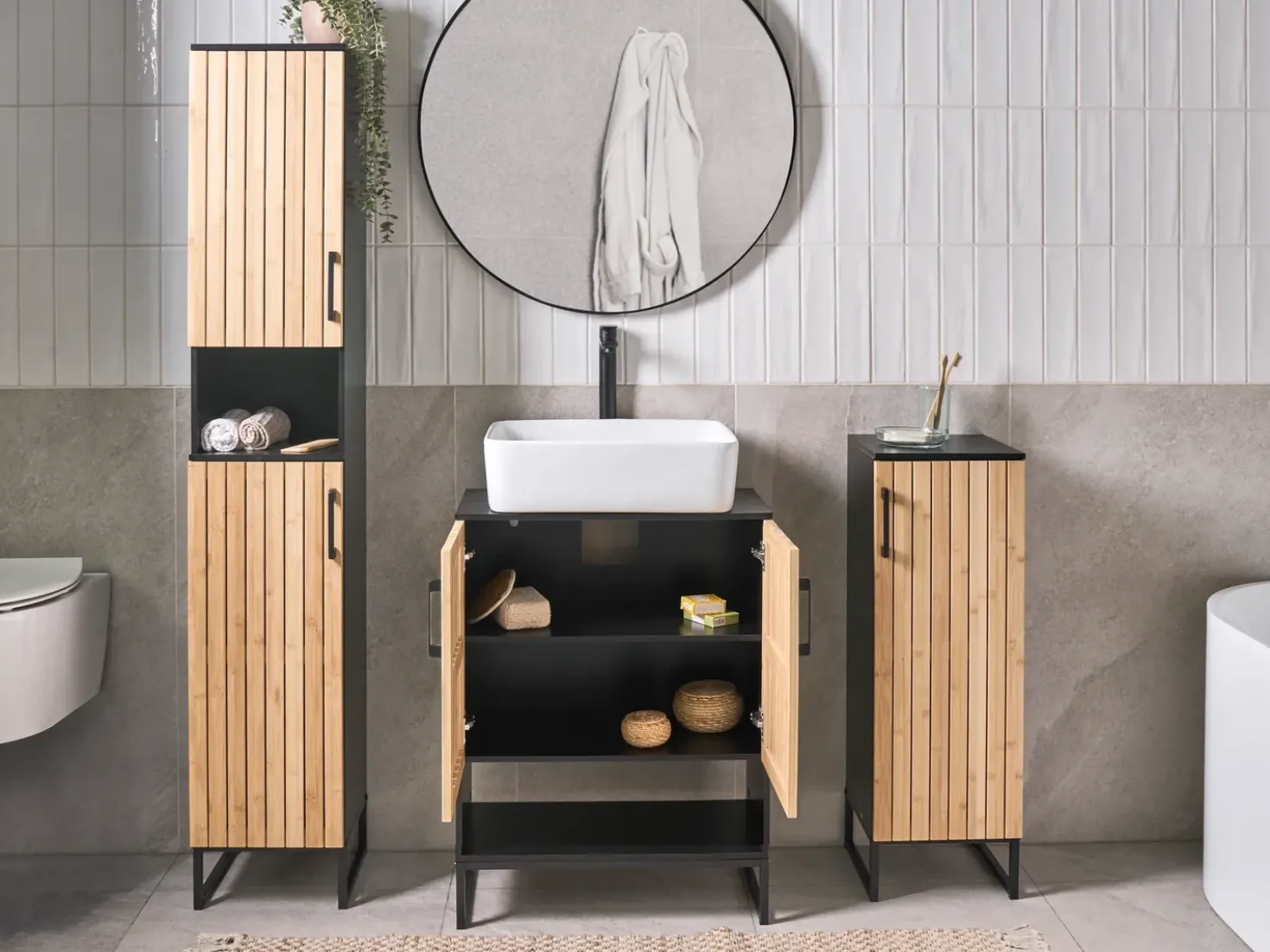 Mobile lavabo MISCANTI Bambù 60 cm Marrone chiaro