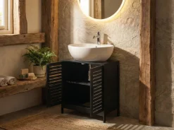 Mobile lavabo MISSOULA Bambù 60 cm Nero