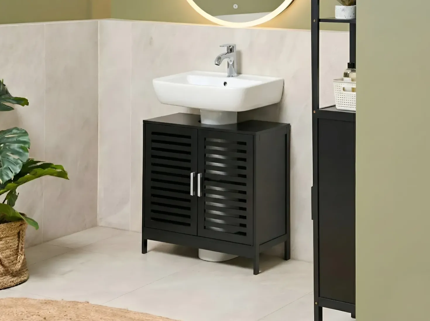Mobile lavabo MISSOULA Bambù 60 cm Nero