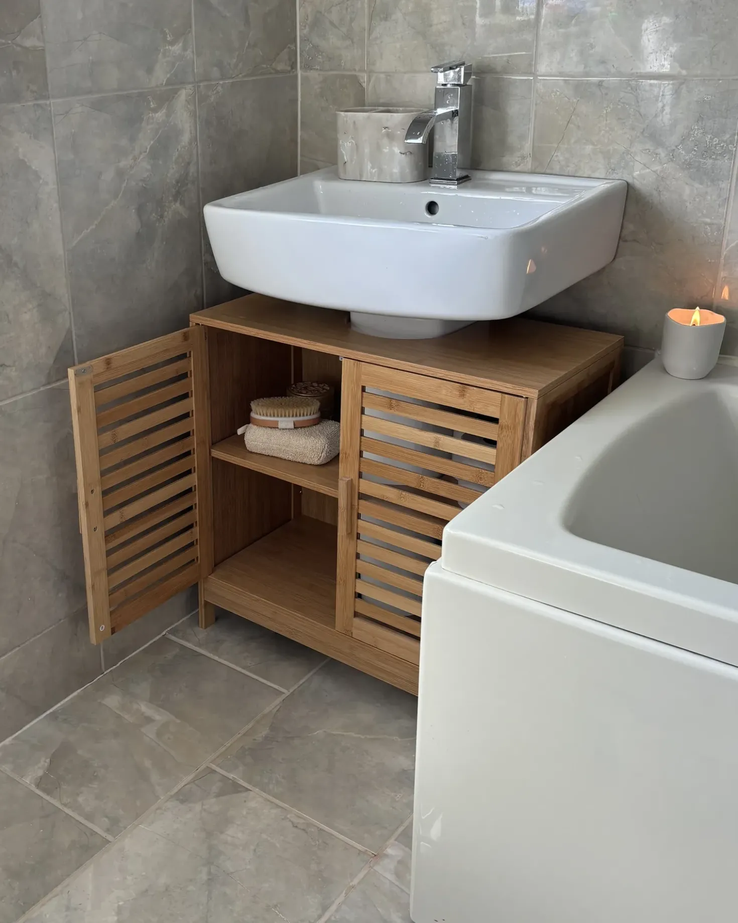 Mobile lavabo MISSOULA Bambù 60 cm Marrone chiaro