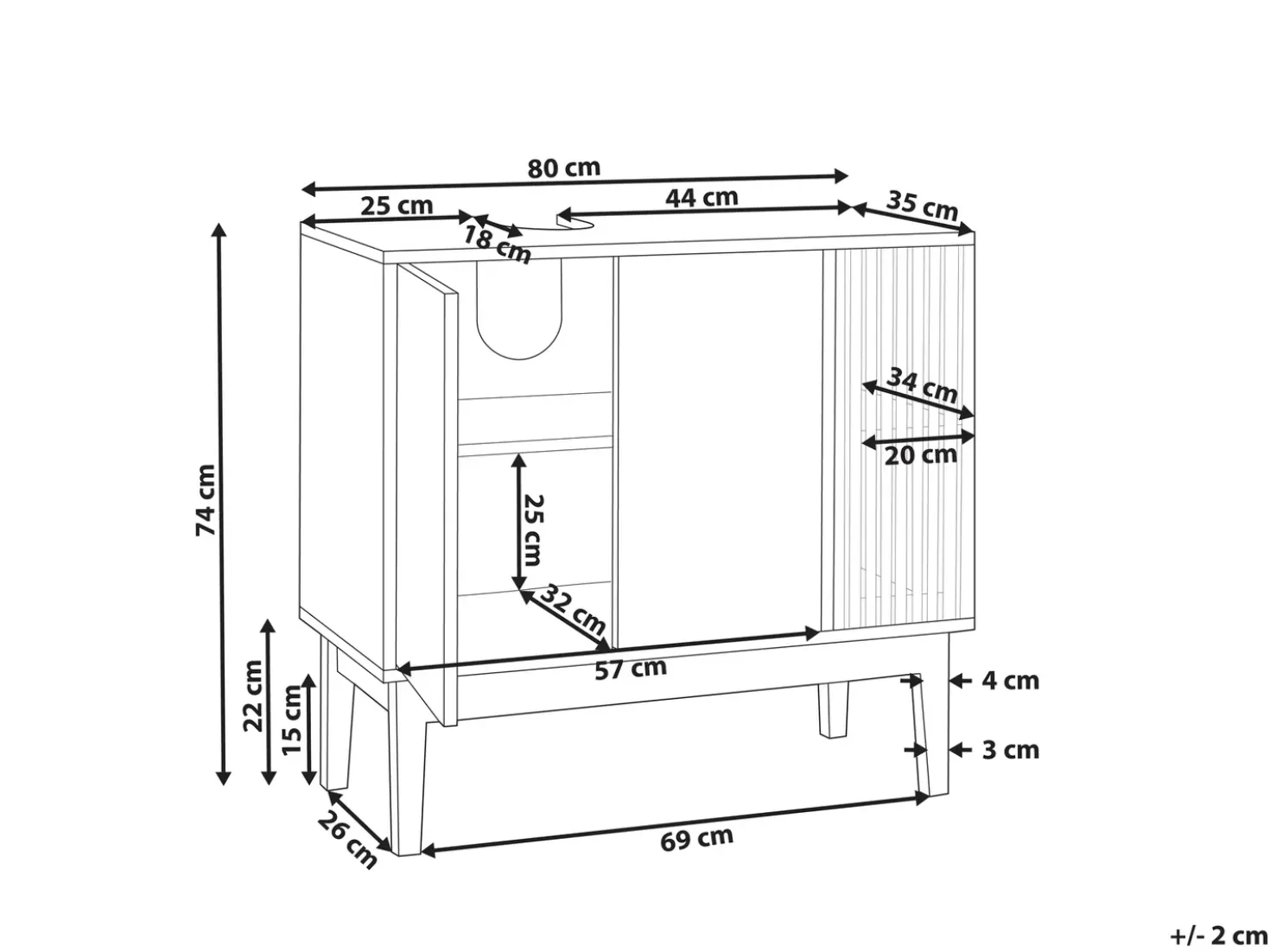 Mobile lavabo NUBES 80 cm Bianco