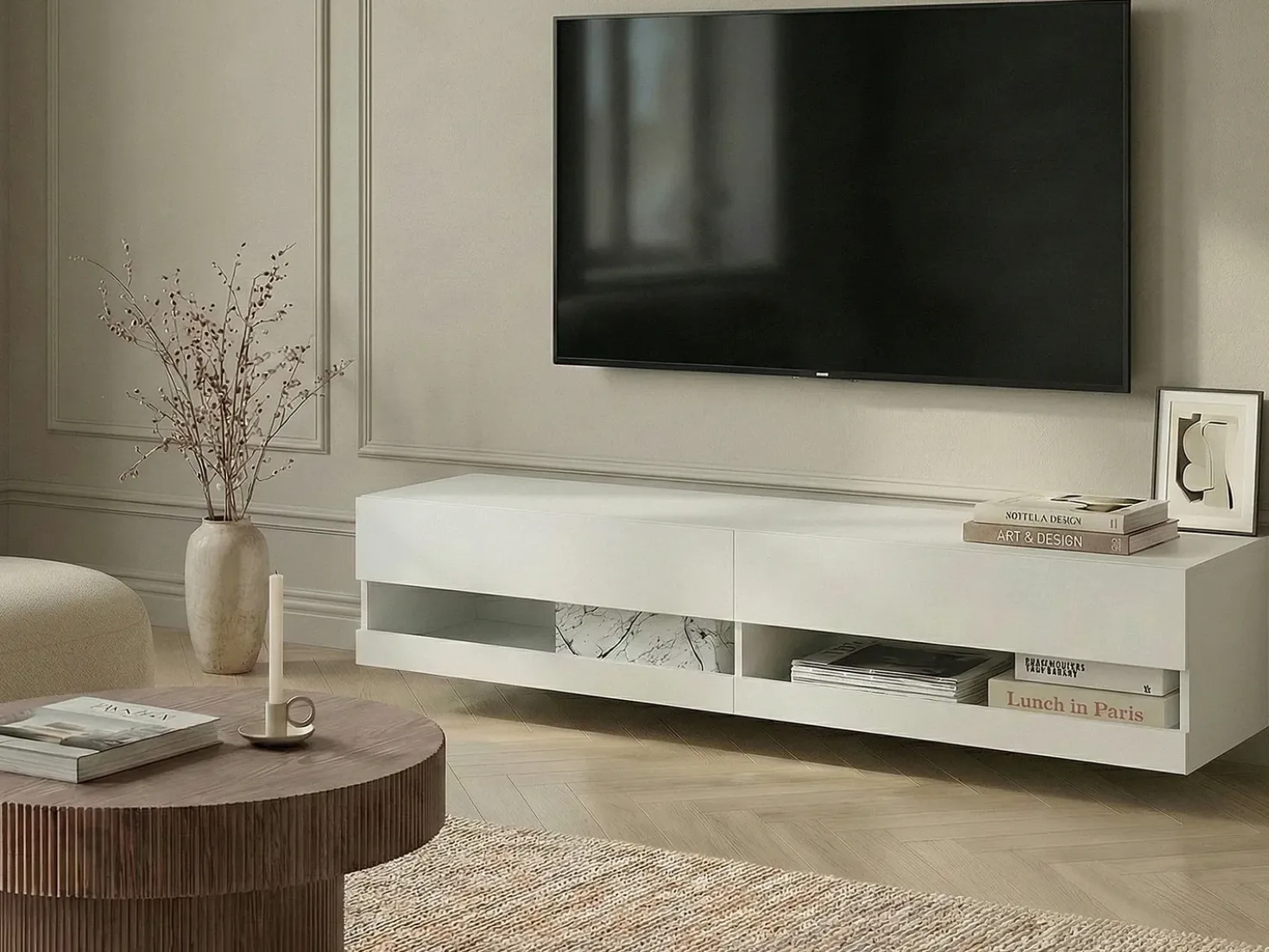 Mobile TV con LED EDMONTON Bianco