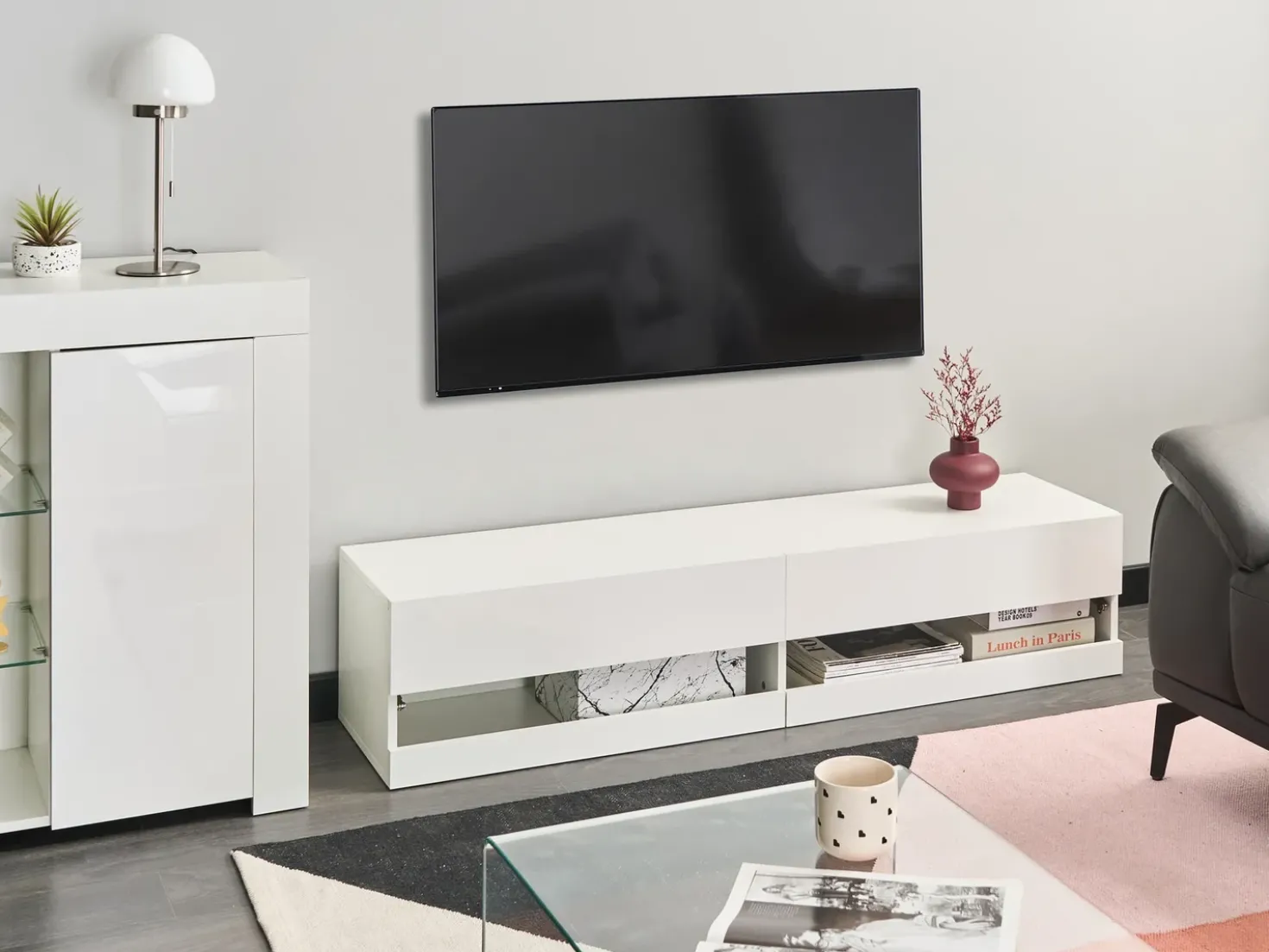 Mobile TV con LED EDMONTON Bianco