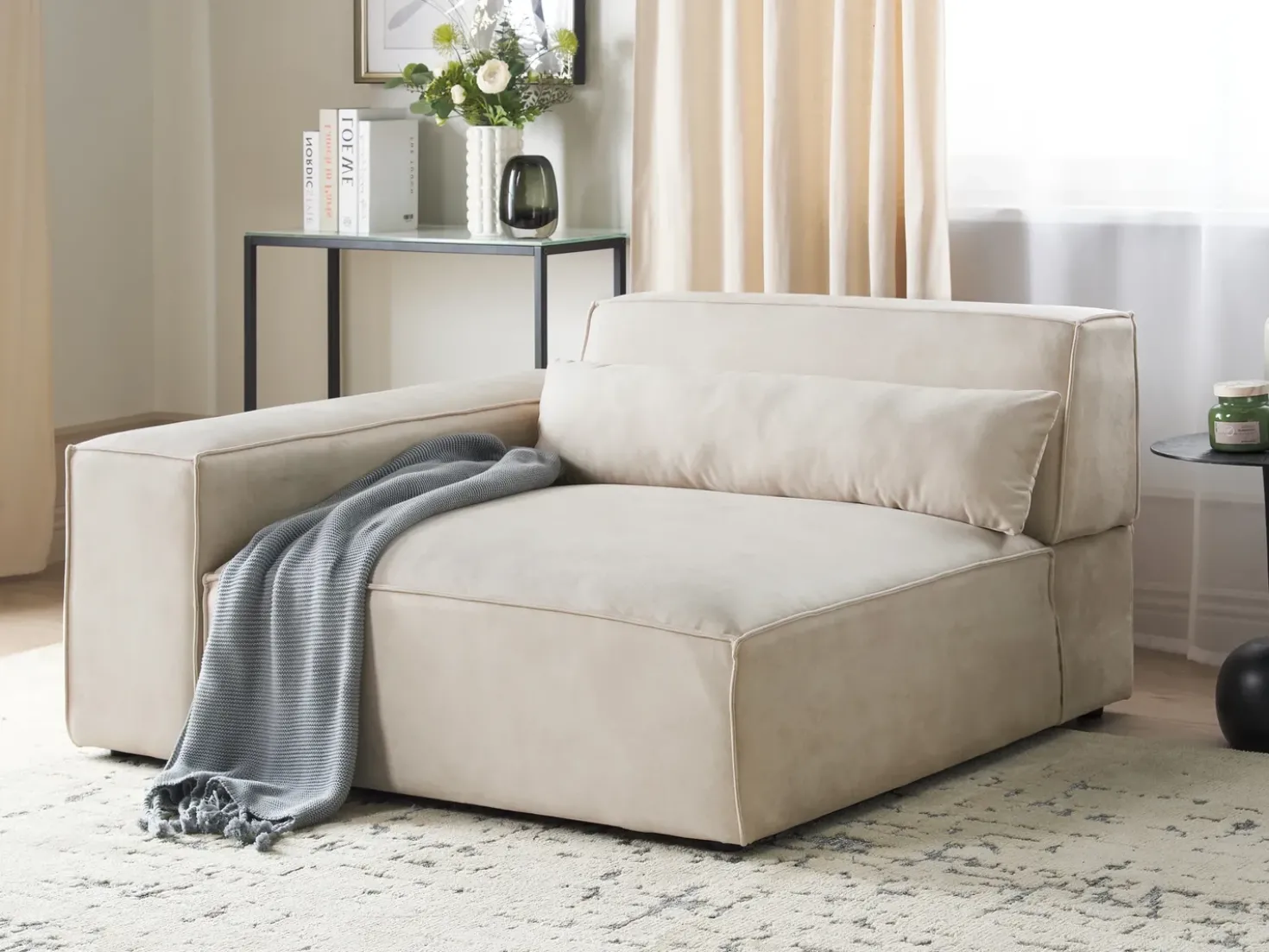 Modulo Angolare HELLNAR Velluto Beige chiaro Lato destro
