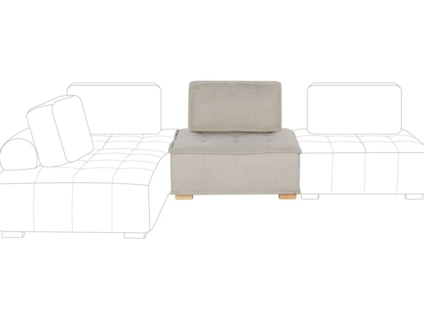 Modulo Poltrona TIBRO Tessuto Beige chiaro