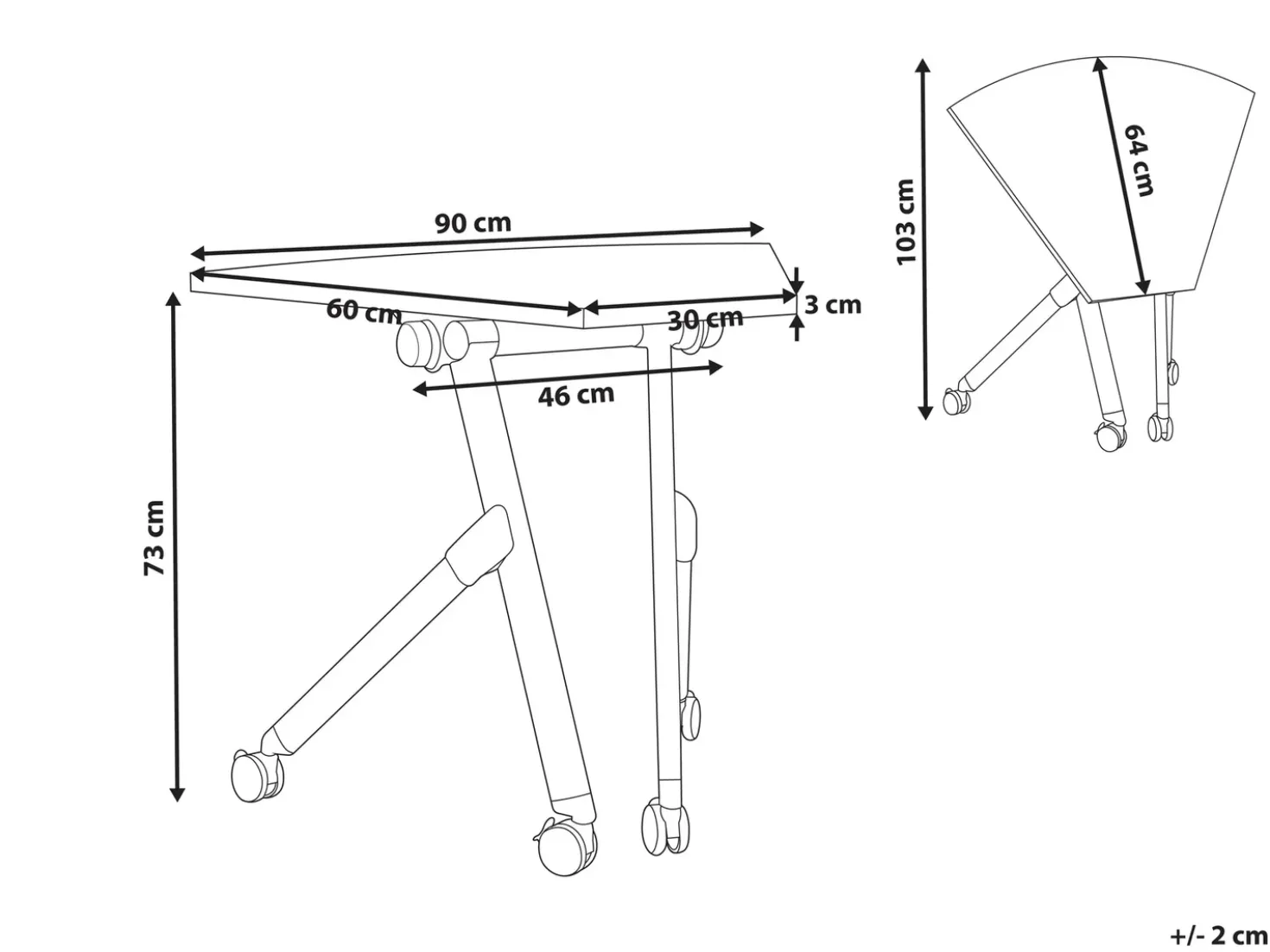 Modulo scrivania angolare pieghevole BENDI Marrone scuro 90 cm 64 cm