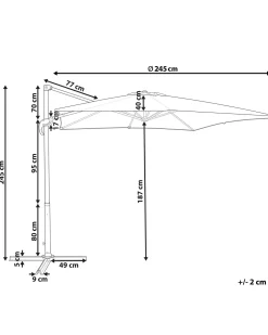 Ombrellone a sbalzo 245 cm MONZA II Verde oliva