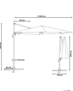Ombrellone a sbalzo 300 cm SAVONA Grigio scuro Grigio