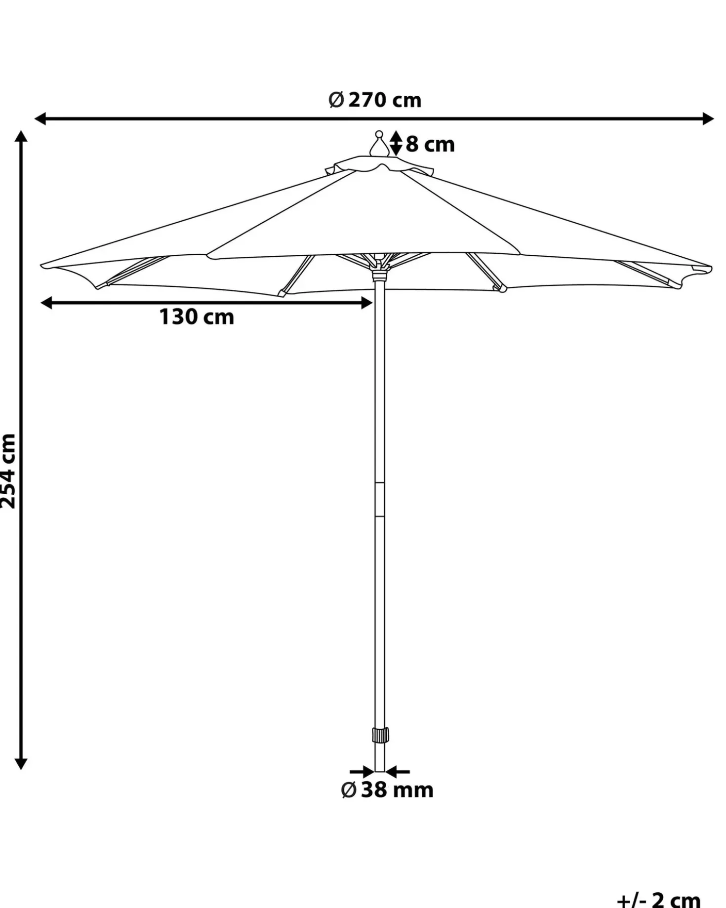 Ombrellone da esterno 270 cm TOSCANA Rosso