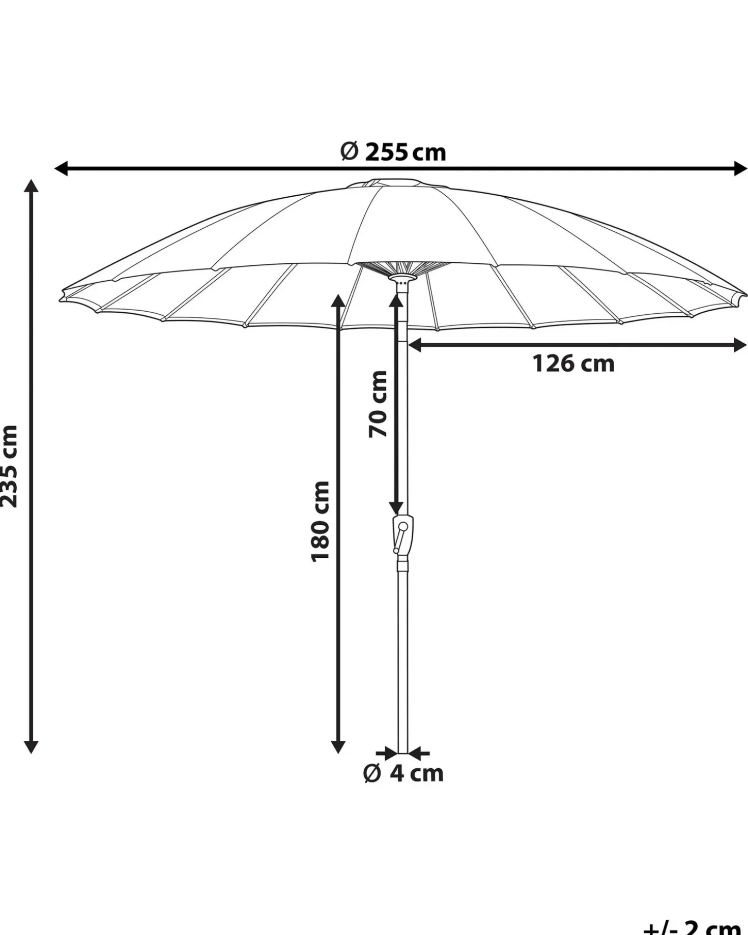 Ombrellone da esterno 255 cm BAIA Verde smeraldo
