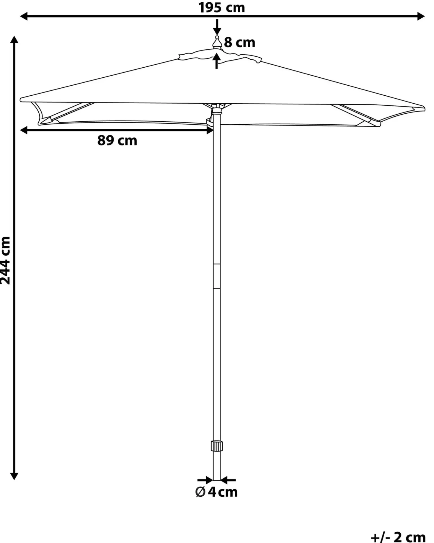 Ombrellone da esterno 195 cm FLAMENCO Grigio scuro