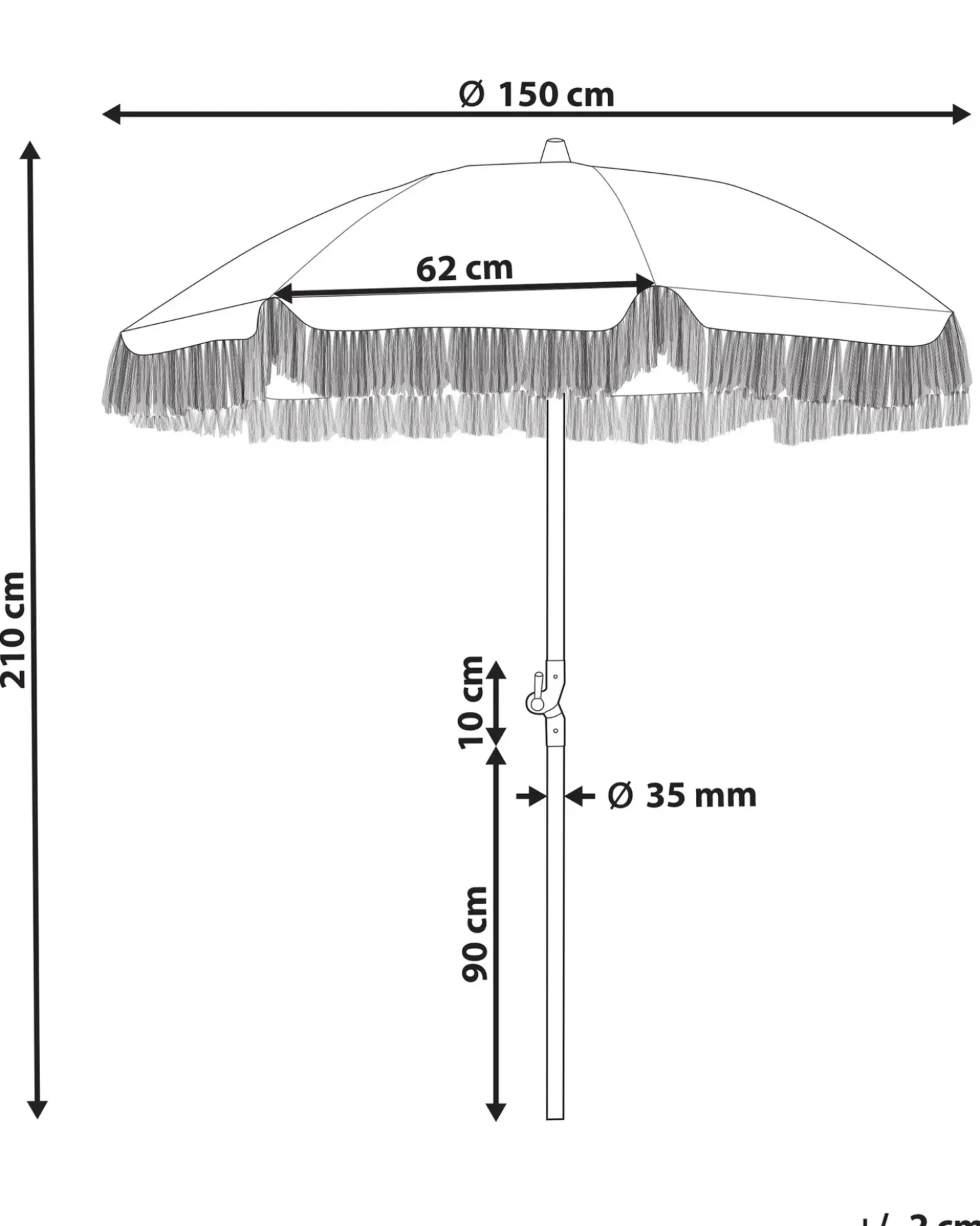 Ombrellone da giardino 150 cm MONDELLO Rosa