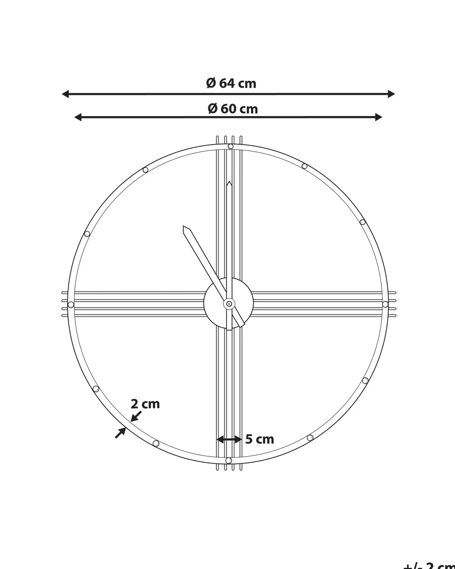Orologio da parete ASCONA 64 cm Metallo Oro