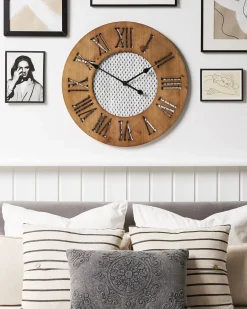 Orologio da parete CUILCO 60 cm Legno di abete Marrone