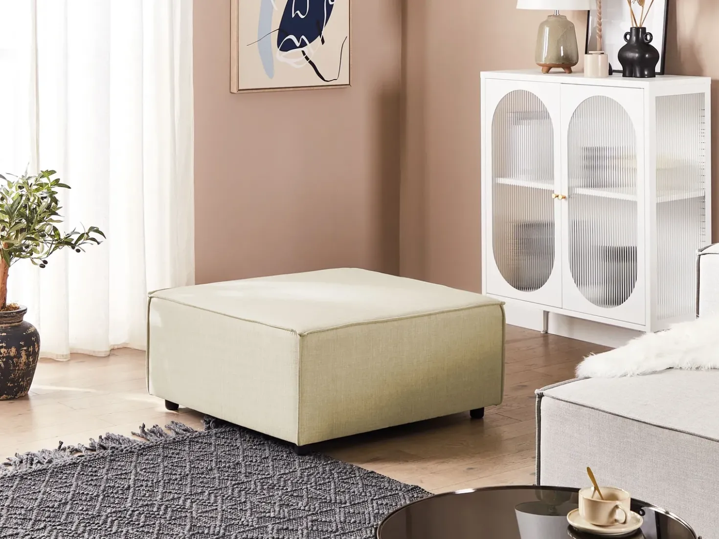 Ottomana APRICA Lino sintetico Beige