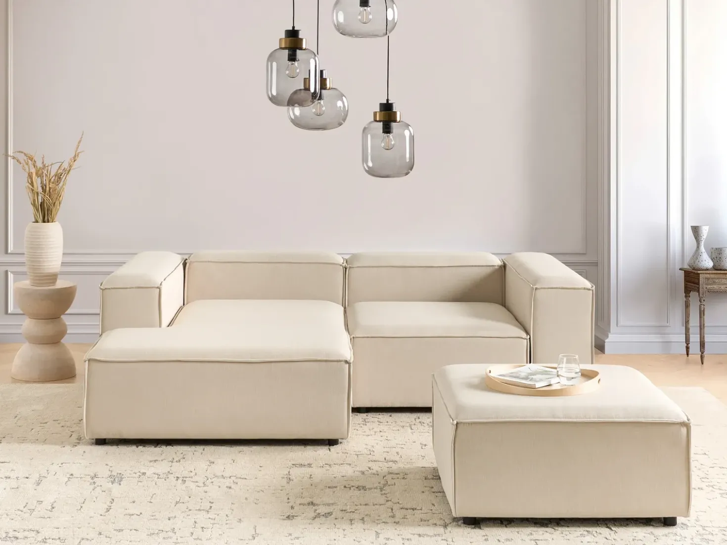 Ottomana ARDAL Tessuto Beige